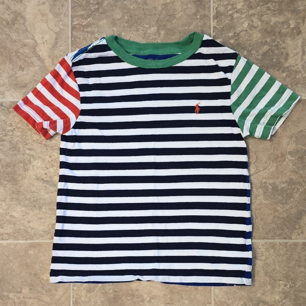 Polo Ralph Lauren Striped Kids Shirt with Red, Green, and Blue Accents